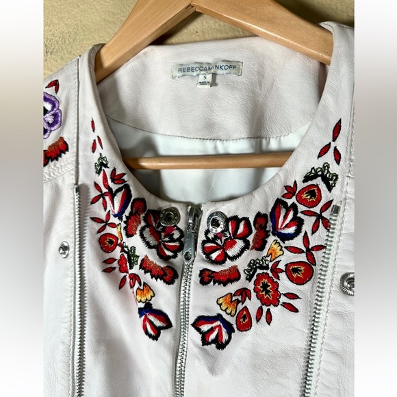 Rebecca Minkoff Lamb Leather Floral Print Biker Jacket - Picture 6 of 10